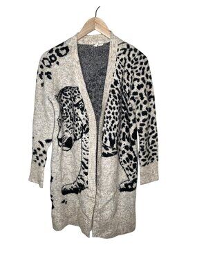 Anthropologie Moth Lucerne Leopard Cardigan Open Front Sweater XS